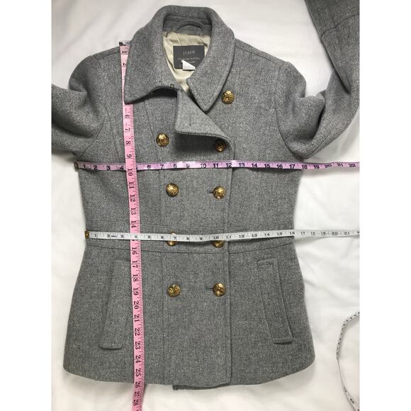 J. Crew Stadium Cloth Nello Gori Gray Wool Pea Winter Coat 4 Classic - Picture 6 of 6
